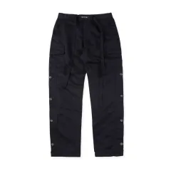 Fashion Solid Colour Ribbon Nylon Velcro Breasted Pants - Black - View 1