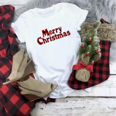 Christmas Movie Print Crew Neck T-shirt Women - 8 Style - View 1