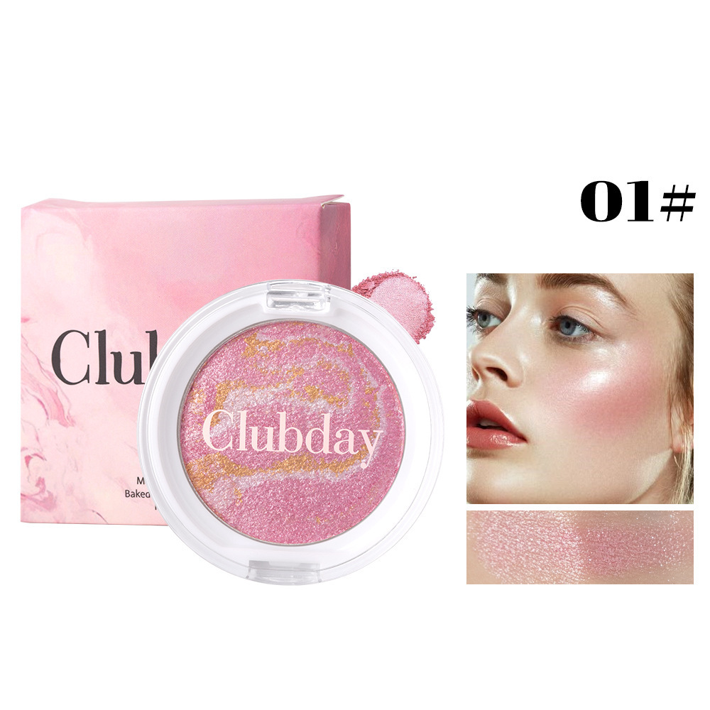 Three Color Streaky Flesh Highlight Powder Blusher Pearl Brightening Marble Pattern All-in-one Dish Rouge — foto 5