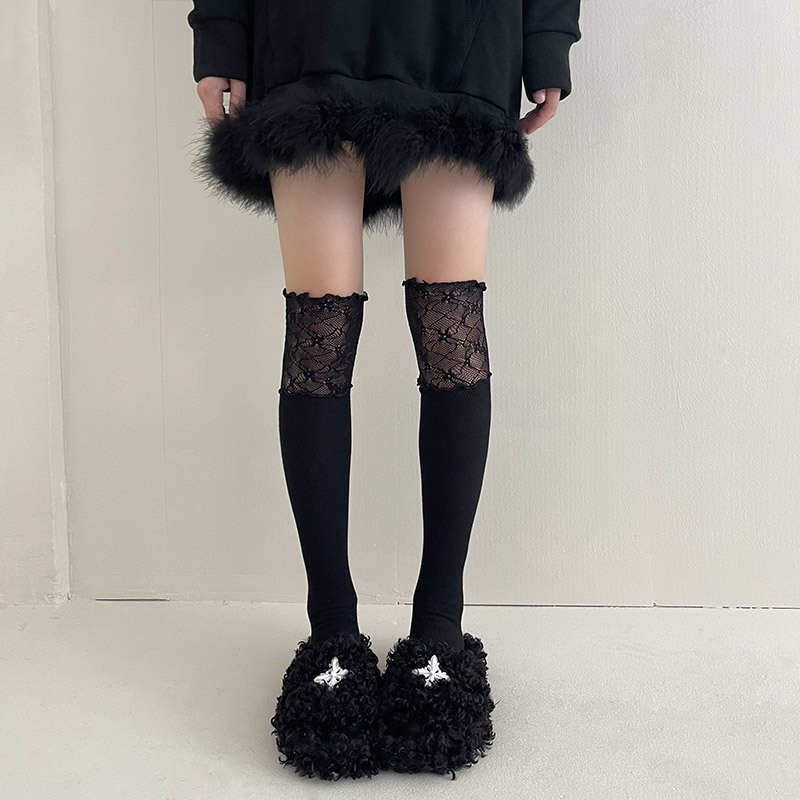 Women's Lace Splicing Fake High Tube Knee Socks