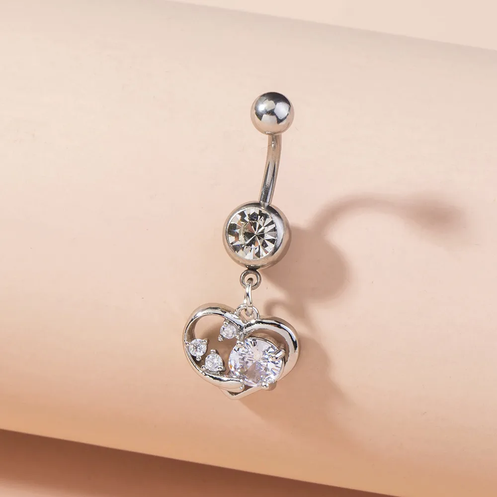 Stainless Steel Heart Navel Nail Human Body Piercing Jewelry