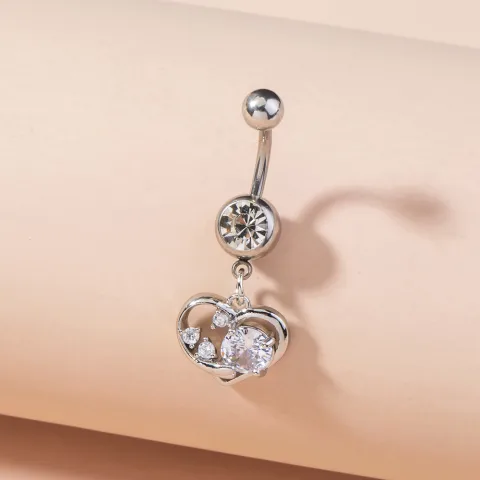 Stainless Steel Heart Navel Nail Human Body Piercing Jewelry
