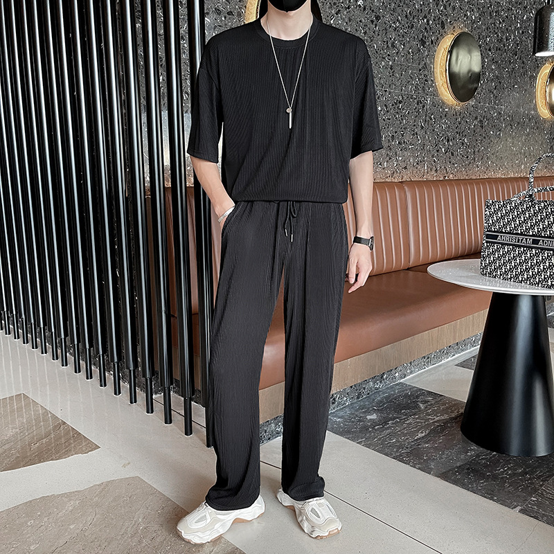 Loose Pleated Casual Ice Silk Thin Elastic Breathable Suit