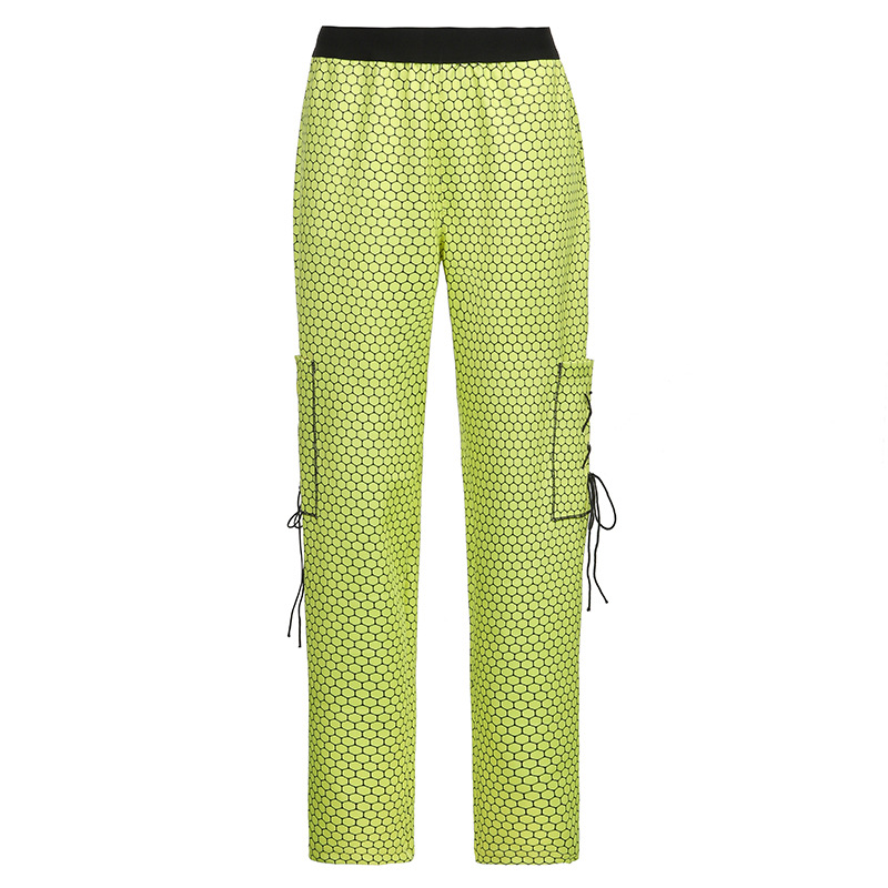 Street Hip Hop Fashion Design Tie Pocket Loose Woven Trousers