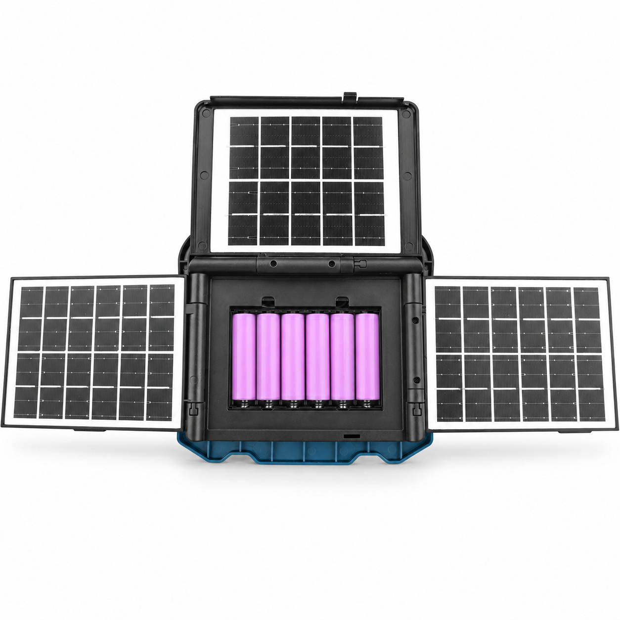 Solar Powered Rechargeable Battery Display Power Bank Function LED Work Light W8150 1 Blue 2000LM