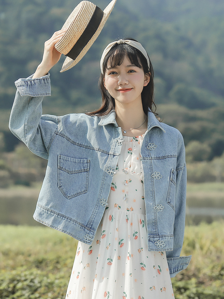 Women's Literary All match Casual Denim Jacket Blue - Shop at LoveMi