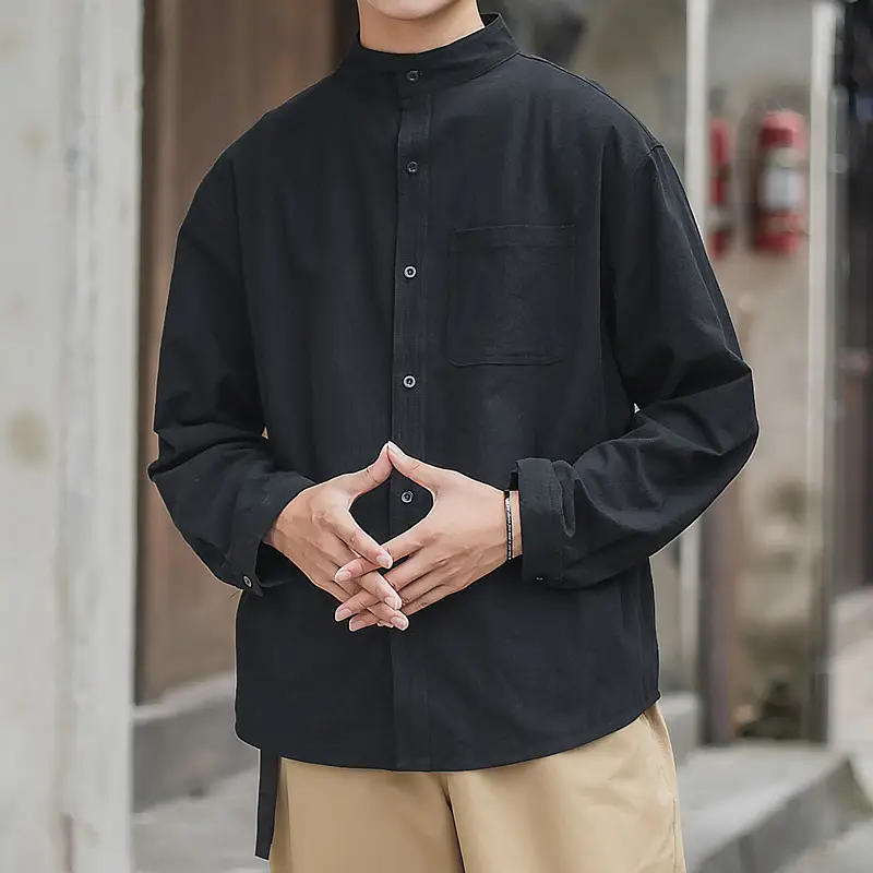 Chinese Style Loose Plus Size Cotton And Linen Shirt