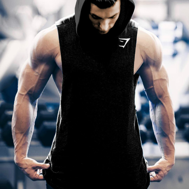 Brothers Summer Casual Hooded Vest Men's Shark Pure Cotton Sports Fitness Vest