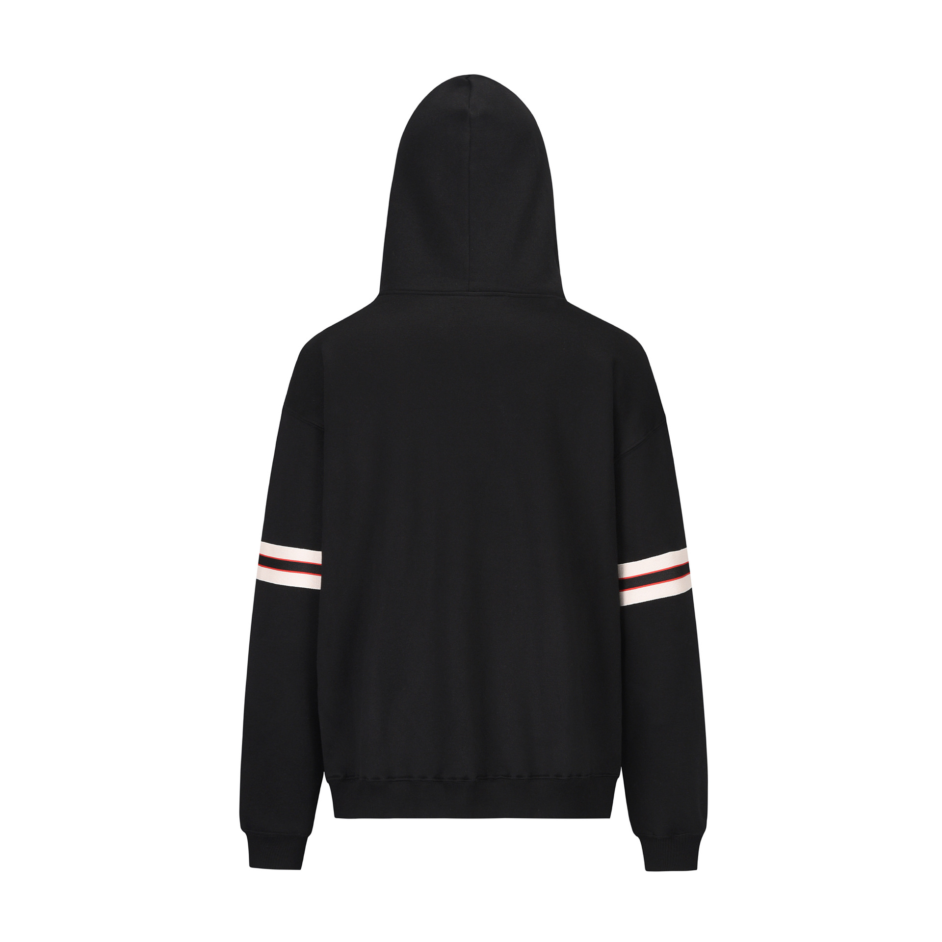 Men's Striped Webbing Patchwork Sleeves Collision Color Hooded Sweatshirt