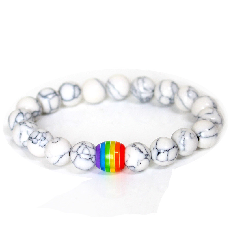 Regenbogen Perlen Armband Stolz Naturstein Strang Paar Armbänder - Bild 12 von 13