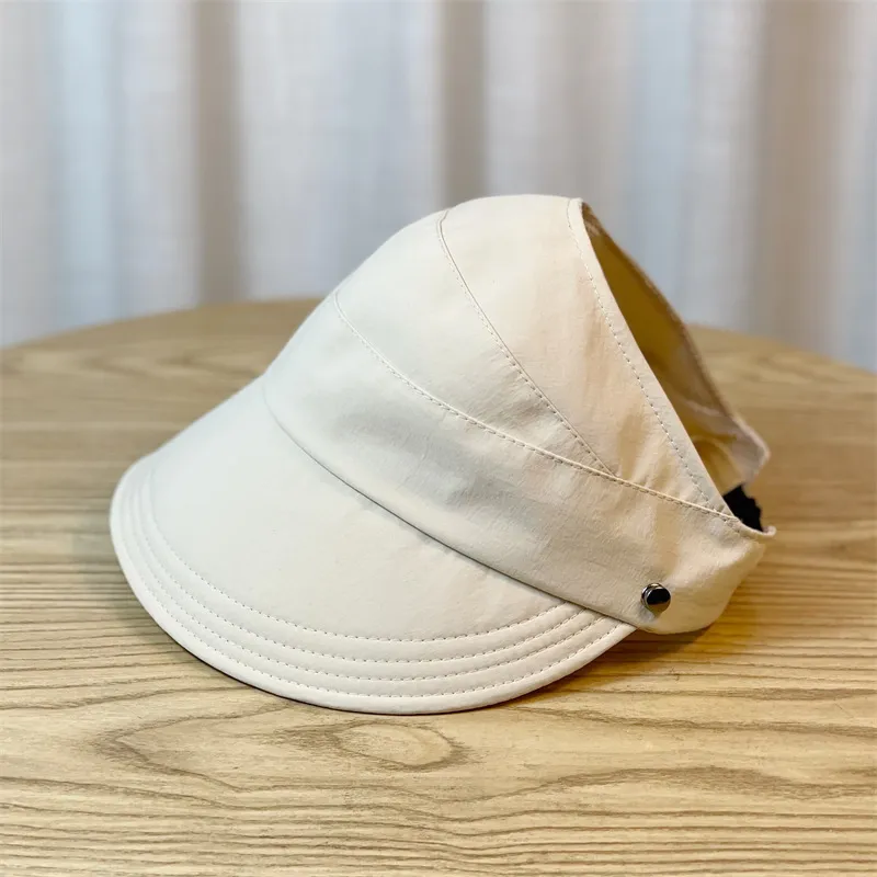 Women's Empty-top Peaked Cap Summer Sun Protection Visor Quick Drying Hat - Beige