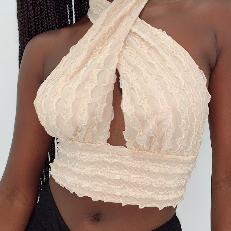 Women's Color Stitching Halter Neck Wrap Chest Top Corset Sexy Sling Slim Fit