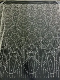 Embroidered Lace Fabric For Evening Dress - White - View 1