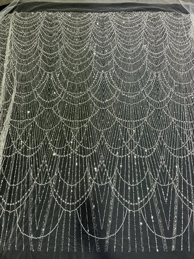 Embroidered Lace Fabric For Evening Dress White - Shop at LoveMi