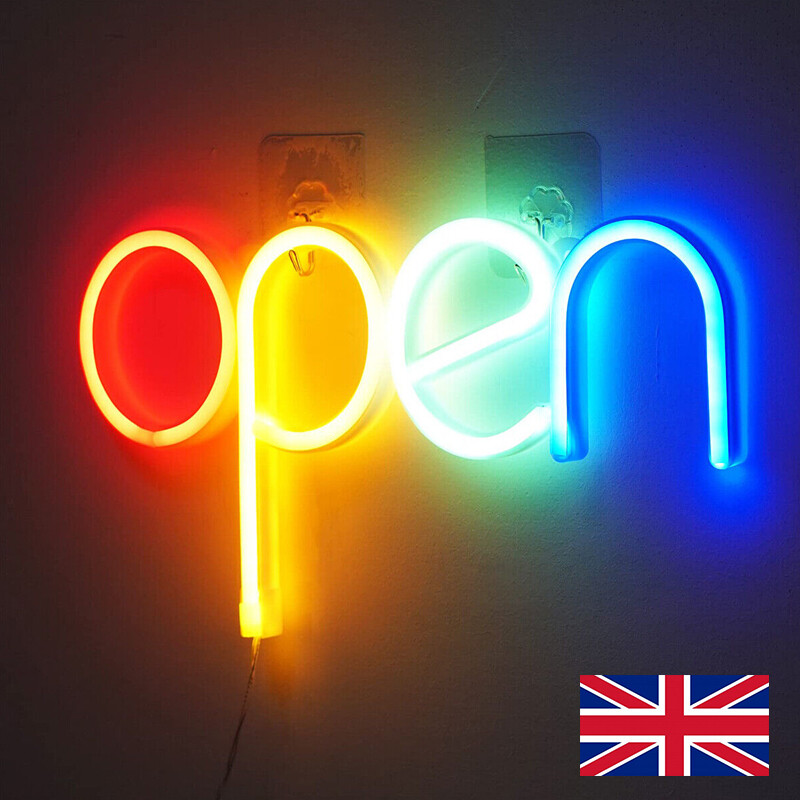 Large Bright LED OPEN WELCOME Shop Sign Neon Hang Display