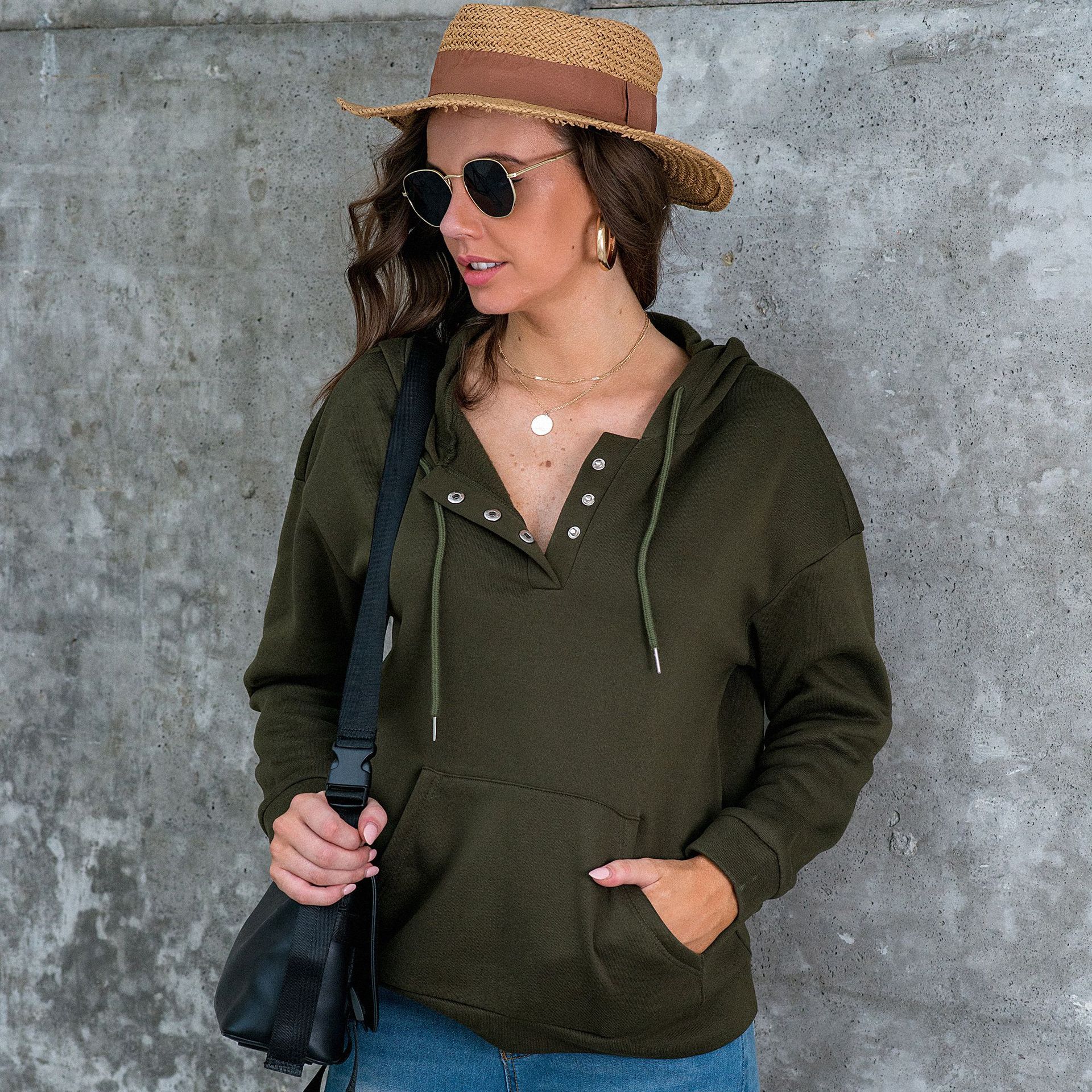 European And American Women's Fashion In The Fall Of Green - Shop at LoveMi