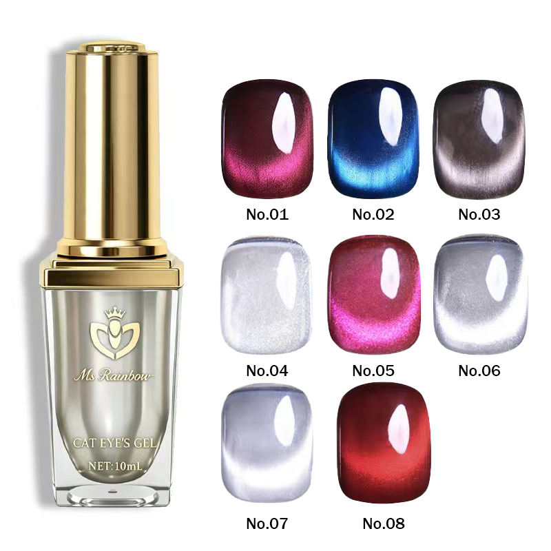 MsRainbow Starry Series Taro Grey Cat Eye Gel Polish 10ml, Milky Nude Magnetic Cat Eye For Nail Gel, Long Lasting LED Soak Off, Glossy Crystal Shimmer, Salon Ma