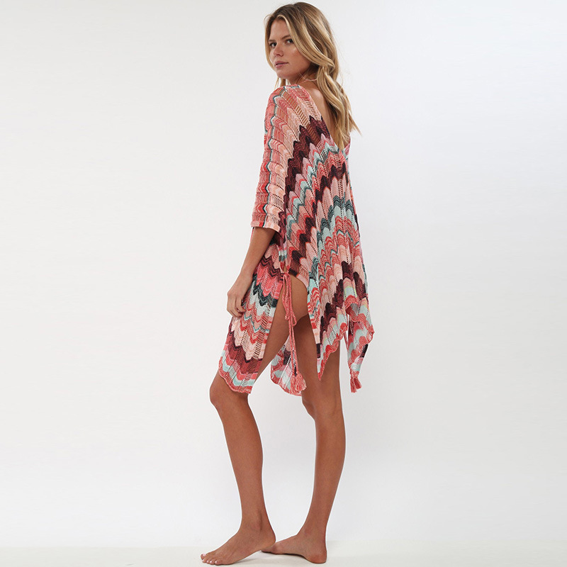Knitted Hollowed Out Sunscreen Beach Coat Bikini Swimsuit Smock - Image 5