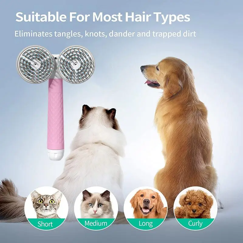 Pet Cat Brush Dog Slicker Brush Double-headed Negative Ion One-button Self Cleaning Dog Cat Hair Removal Pets Products – image 3