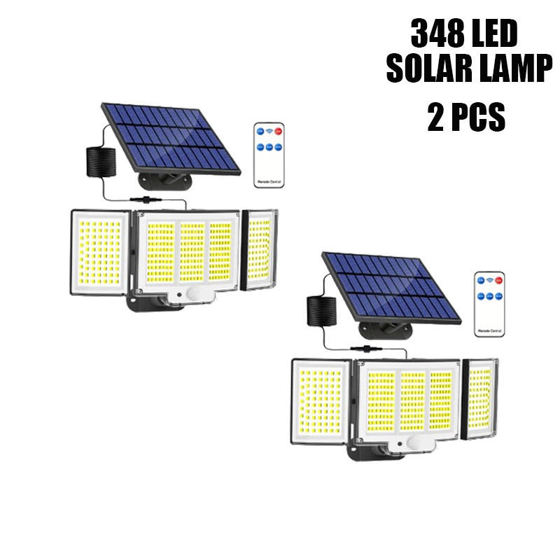 1,2 Pack Solar Lights Outdoor 348 LED Motion Sensor Lights With Remote Control  3 Head Waterproof — foto 11
