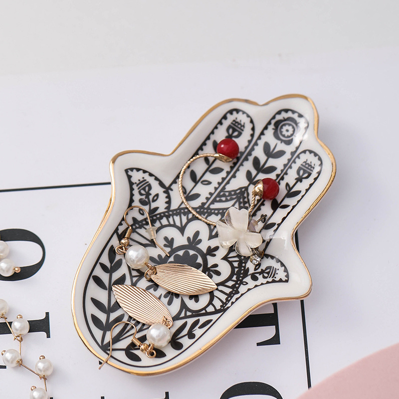 Palm Ceramic Plate Jewelry Storage Tray Home Decoration Snack Tray