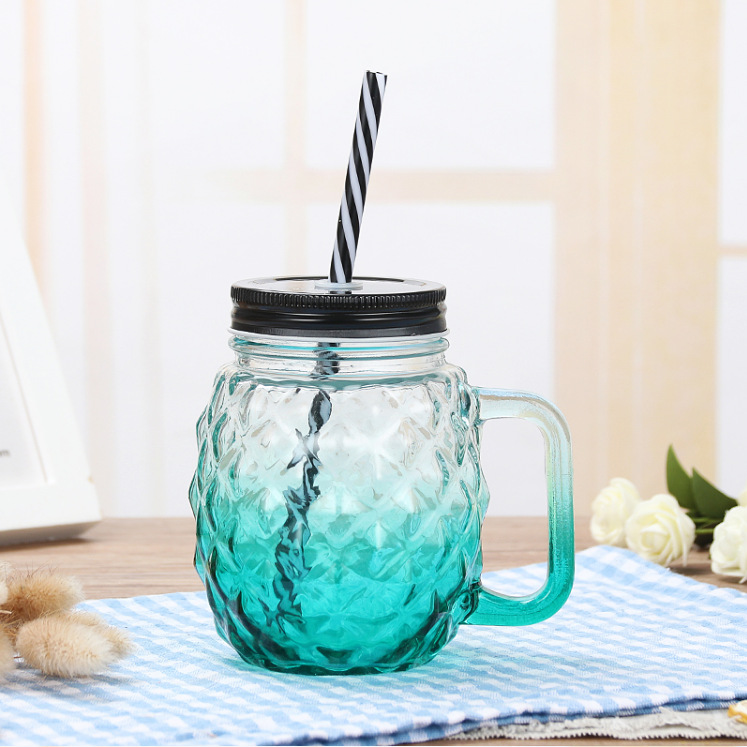 Title 5, Water cup pineapple cup glass mason jar glass b...