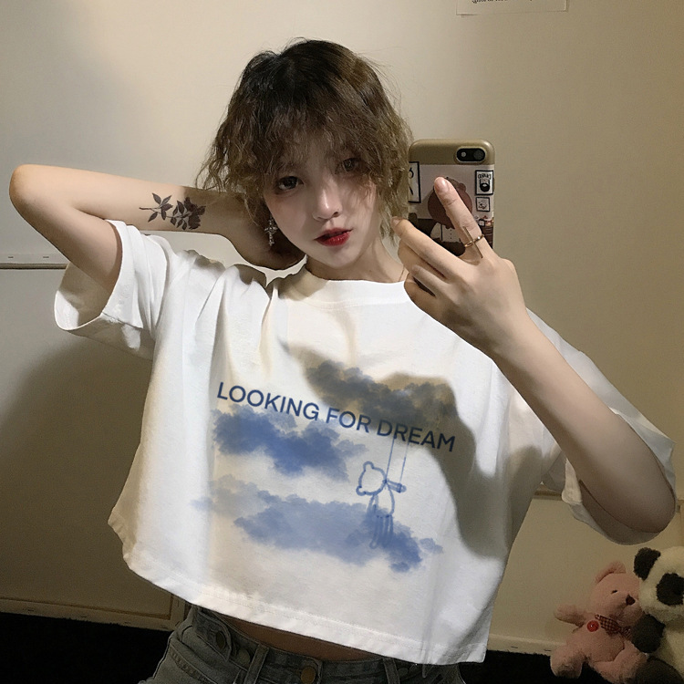 Slim Fit White Short Sleeve Top Cute Schoolgirls