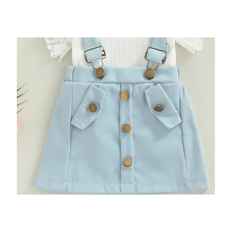 3Pcs Infant Baby Girl Outfits,Summer Clothes Sets Ruffle Ribbed Romper