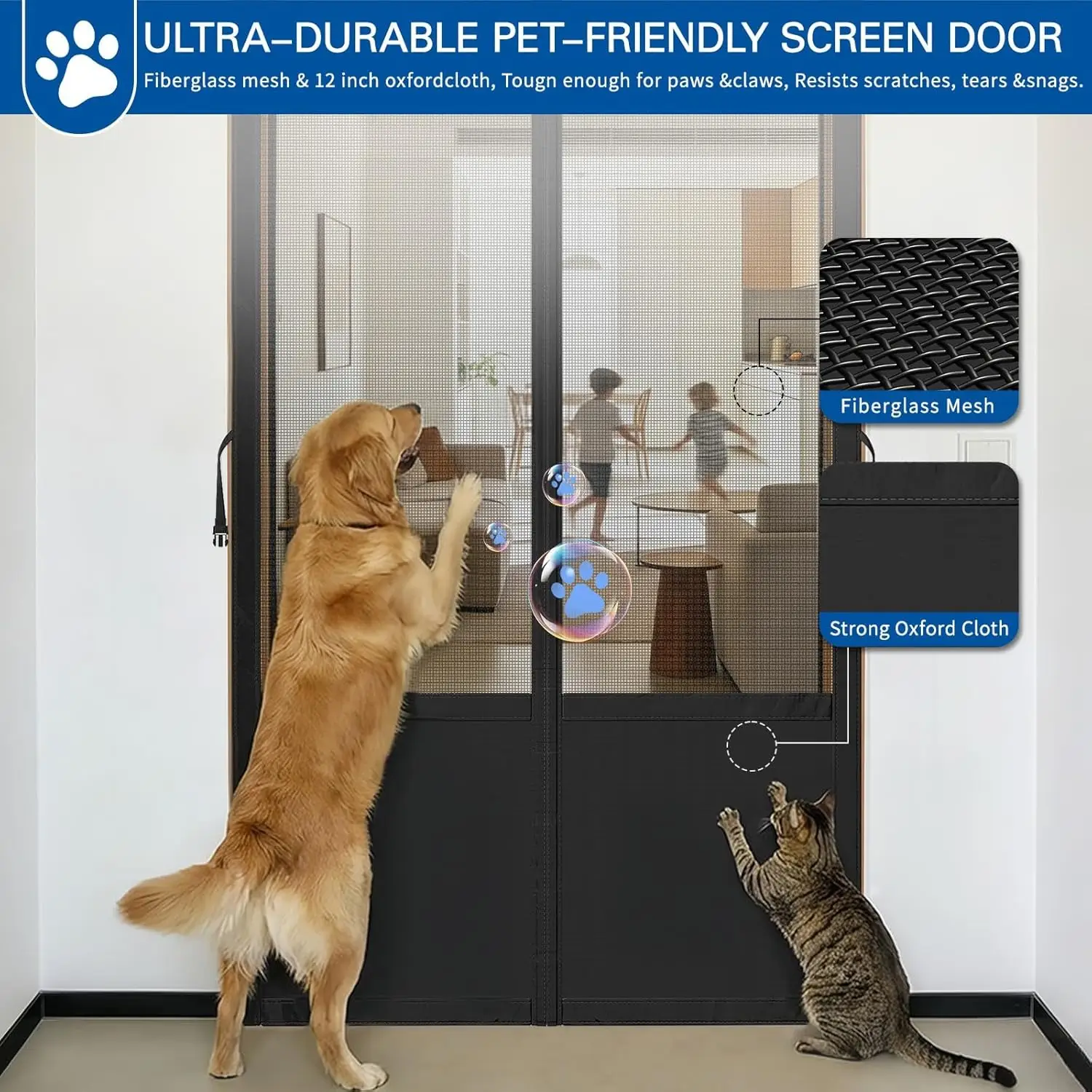 Magnetic Mesh Door Screen, No Drilling Required, Anti-Mosquito Dustproof, Automatic Closure, Pet Friendly, Ideal For Living Room Balcony