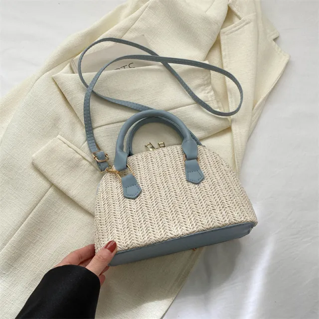 Women's Fashion Simple Casual Woven Handbag Shoulder Crossbody Bag Blue - Shop at LoveMi