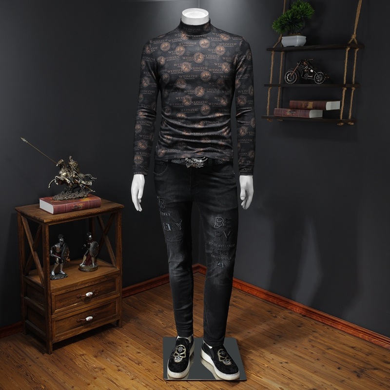 Men's Cashmere Half High Neck Pullover Bottoming Shirt