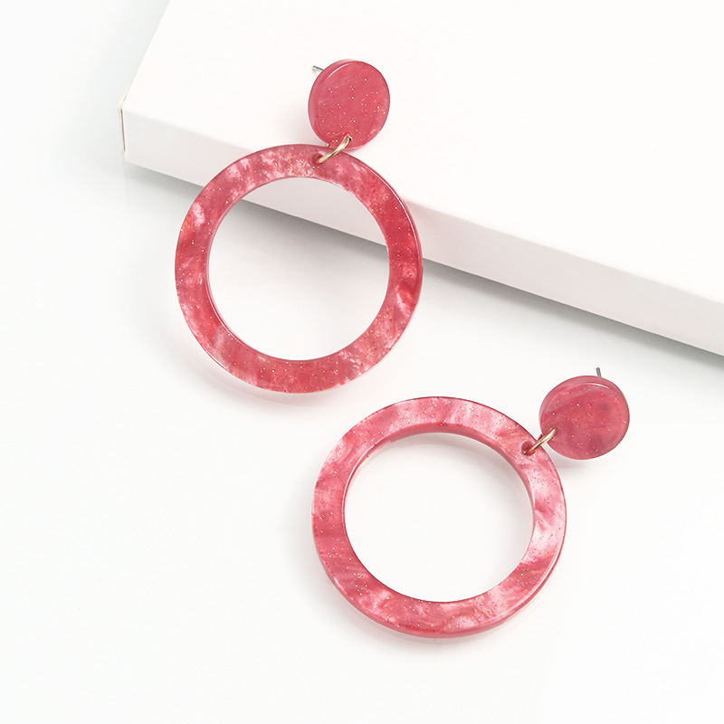 Cute Wind Red Circle Earrings Women's Temperament Short Waxy Red Earrings