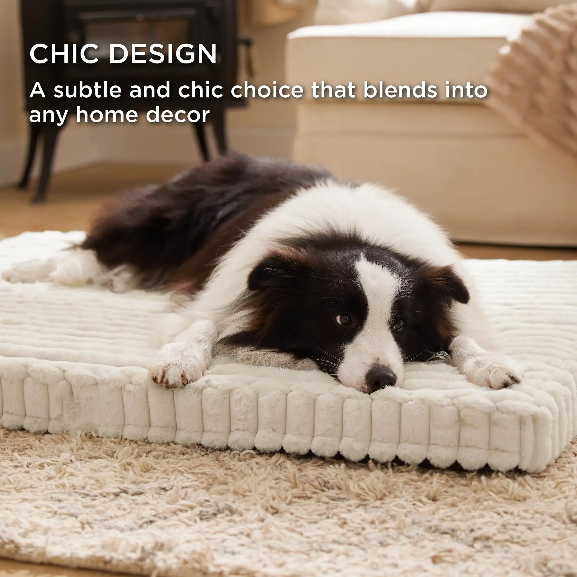 Large Dog Bed And Crate Cushion, Stylish Design, Balanced Support, 30D High-resilience Wave Memory Foam, With Removable And Washable Cover, Non-slip And Waterpr