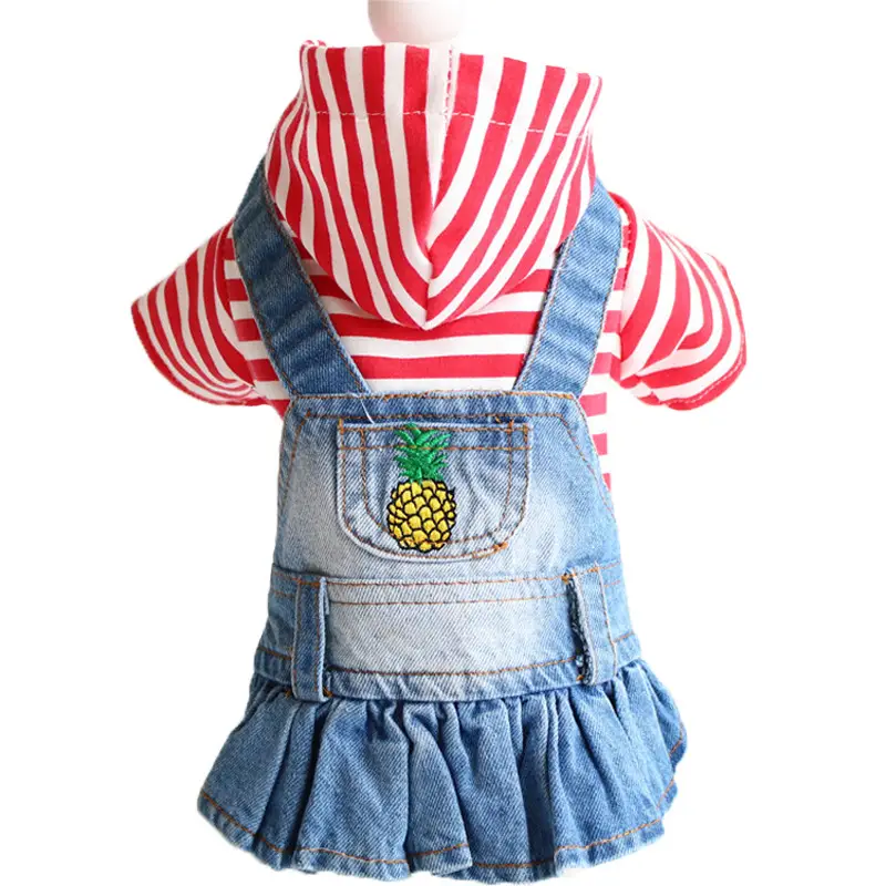 Spring And Autumn Winter Teddy Puppy Dog Plaid Embroidered Denim Skirt