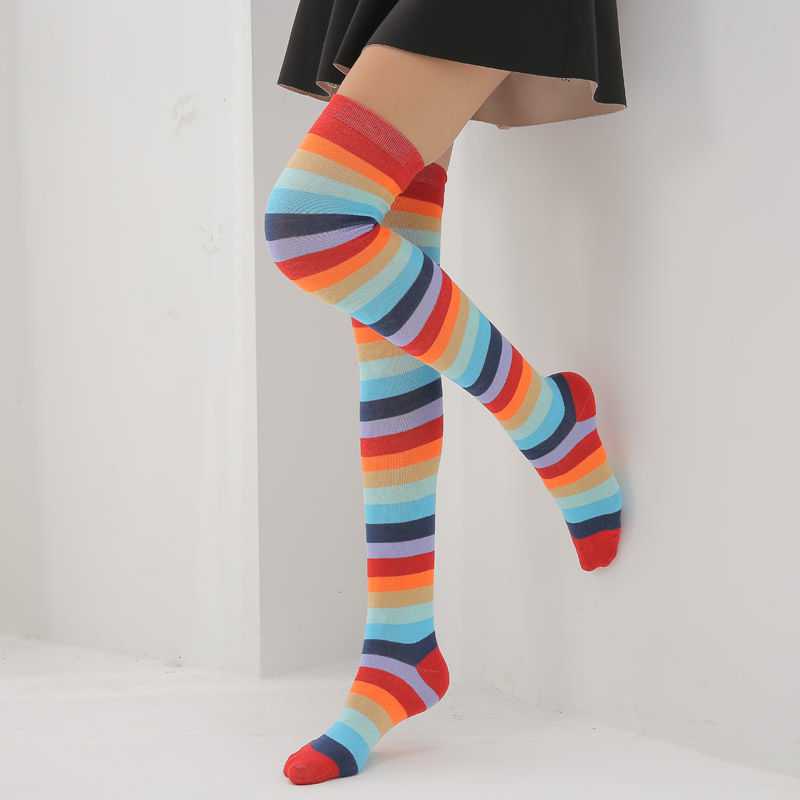 Women's cotton socks over the knee socks creative high socks Multicolor - Shop at LoveMi