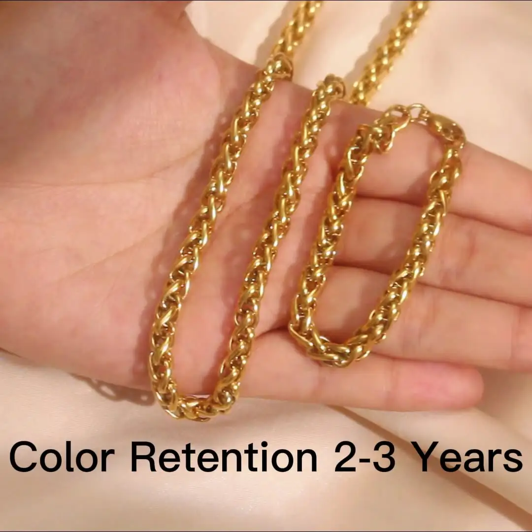 Women's Vintage Stainless Steel Gold-plated 6mm Bracelet