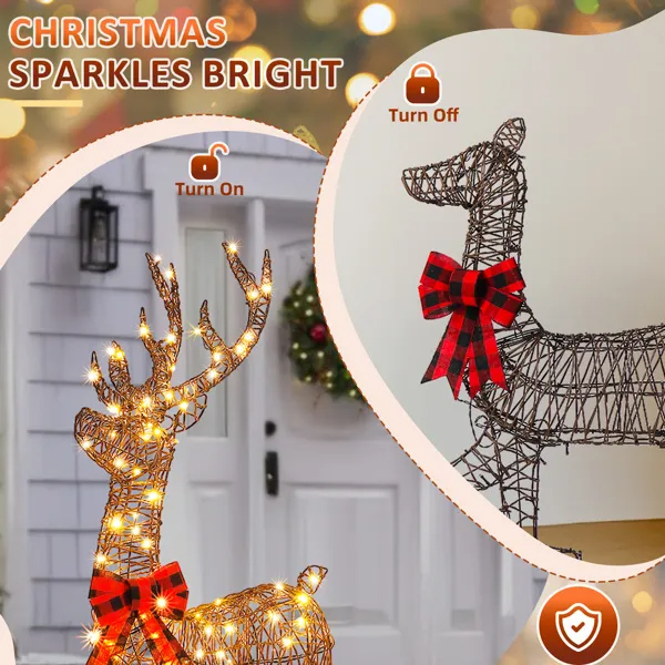 3-Piece Lighted Christmas Reindeer Family Set Outdoor Decorations, Weather Proof Rattan Deer Family Set… image 12