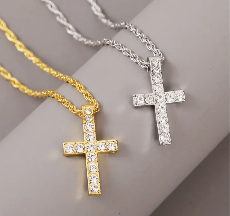 Cross Pendant Necklaces for Women Men Punk Hiphop Rope