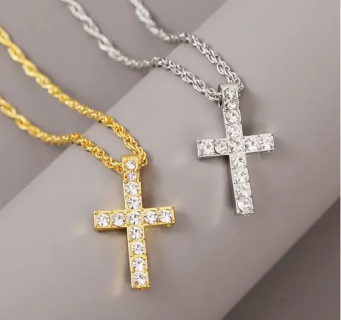Cross Pendant Necklaces for Women Men Punk Hiphop Rope