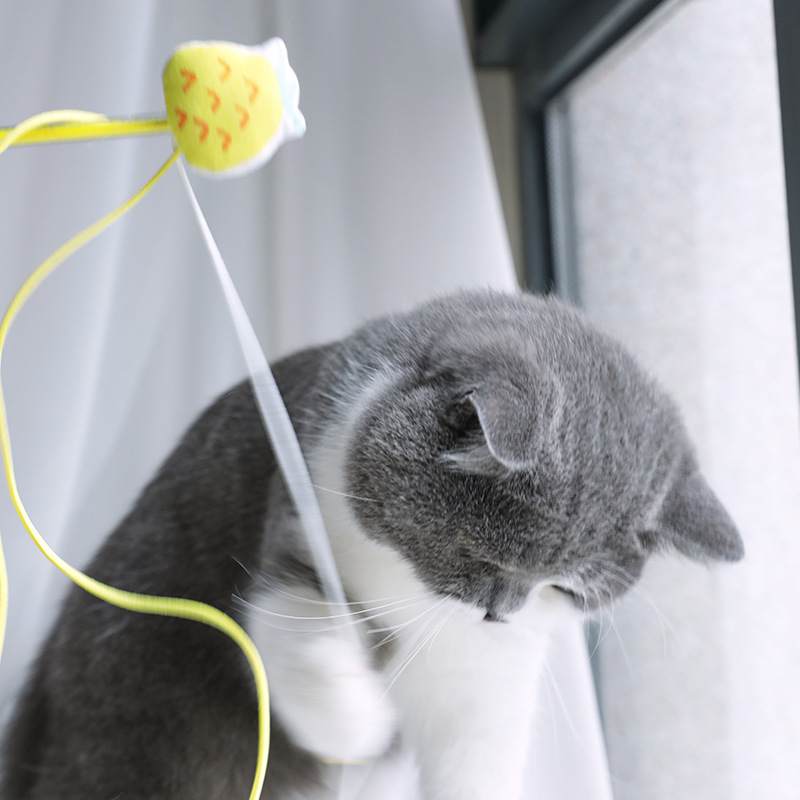 Funny Cat Stick Sounding Bells Tassels Fruit Shapes Relieve Boredom