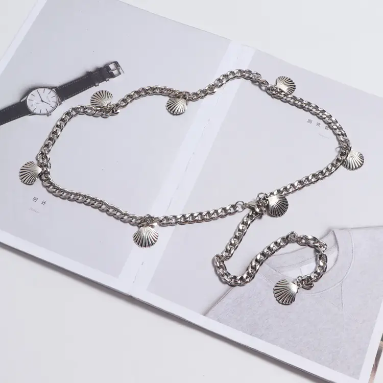 Metal Waist Chain Embellished Shirt Dress Belt