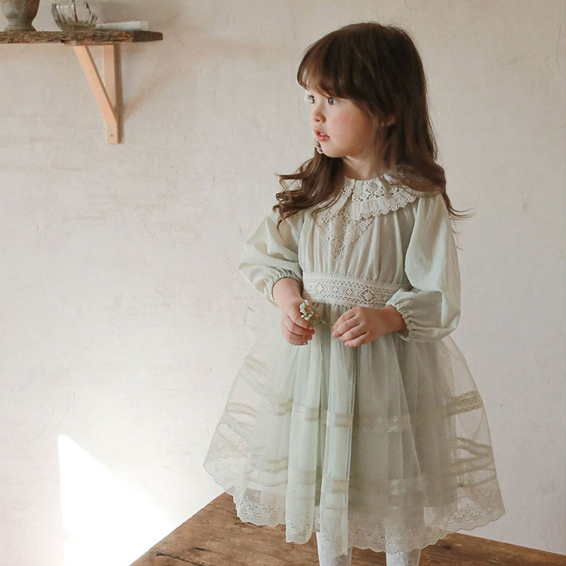 Long Sleeve Lace Puffy Princess Dress