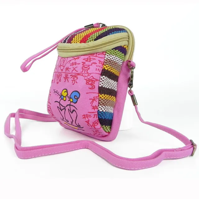 Yunnan Ethnic Single Shoulder Cross Body Handbag Multi purpose Pink - Shop at LoveMi