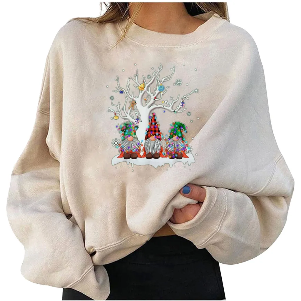 Fleece Christmas Personalised Printing Fashion Loose Sweater - 11Style-S