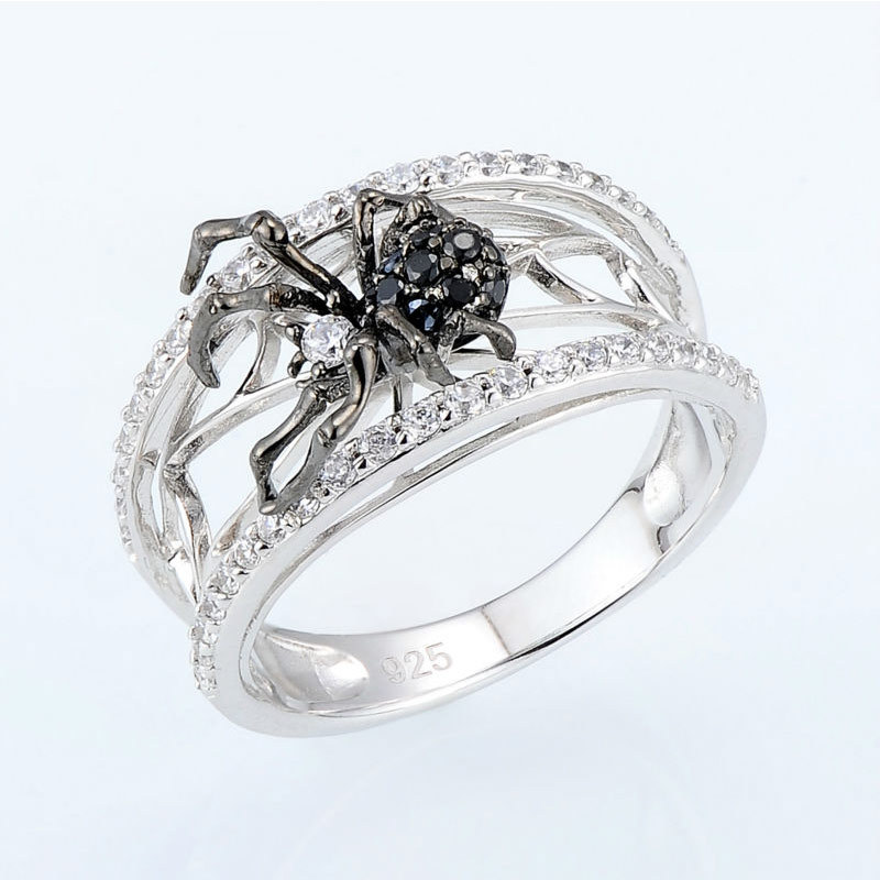 Title 2, Anillo Knitmesh de Araña Negra Tridimensional p...