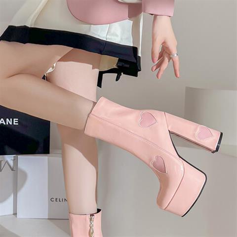 Autumn And Winter Water Platform Super High Heel Heart Ankle Boots