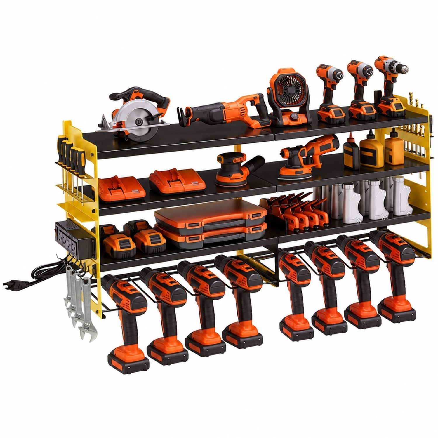 Electric Tool Storage Rack With Charging Station, Wall-mounted Practical Tool Rack, Equipped With 4-hole Power Socket image 6