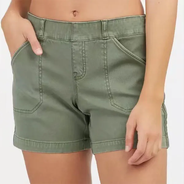 Women's Shorts Summer Fashion High Elasticity Shorts With Pockets Casual Pants Army Green - Shop at LoveMi