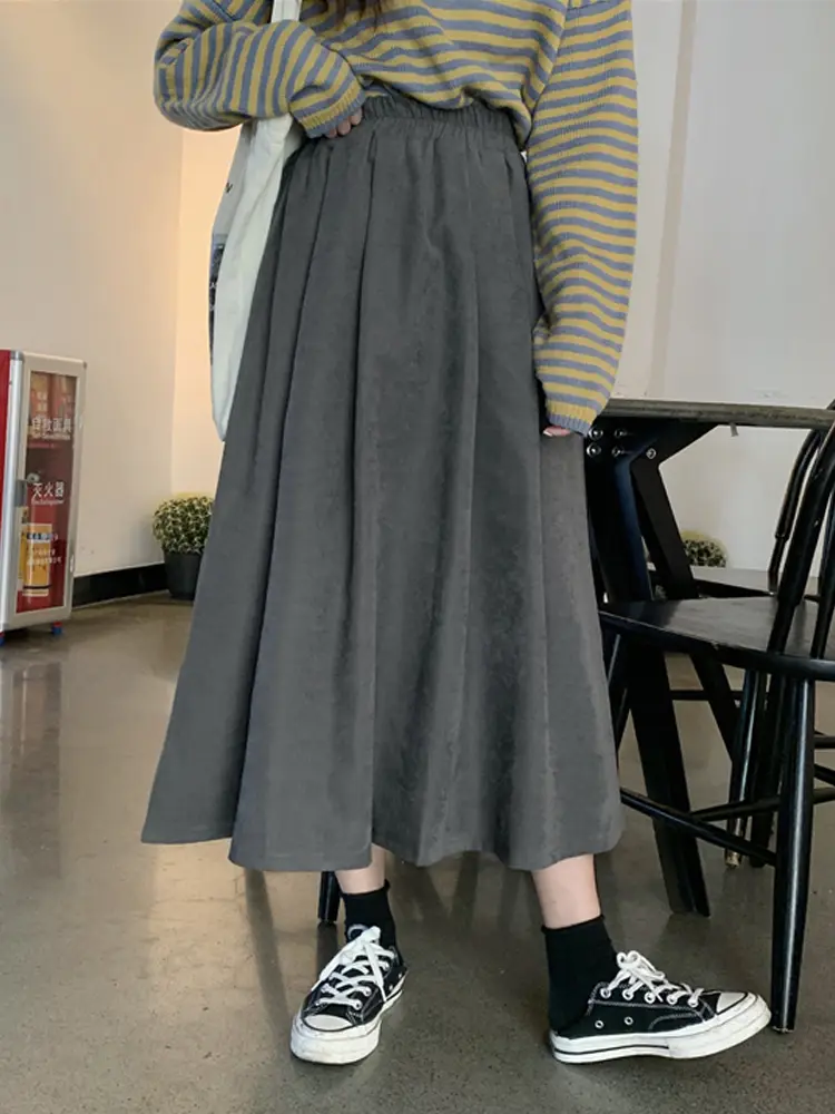 Midlength Small Black High Waist Aline Allmatch Long Skirt Women