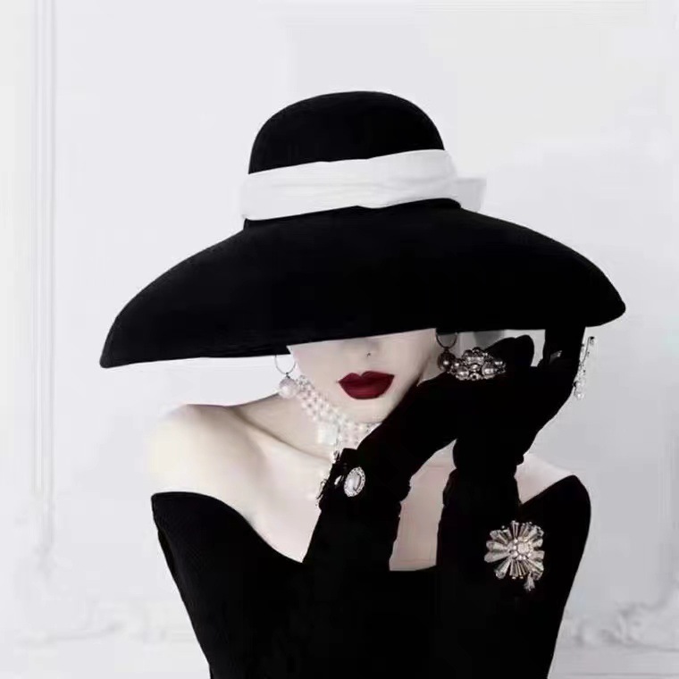 Ladies French British Elegant Black Hat